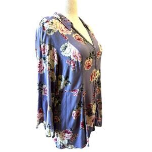 Torrid Romantic Roses Floral Tunic Size 3 (3X) Long Sleeve Peasant Fairy Boho